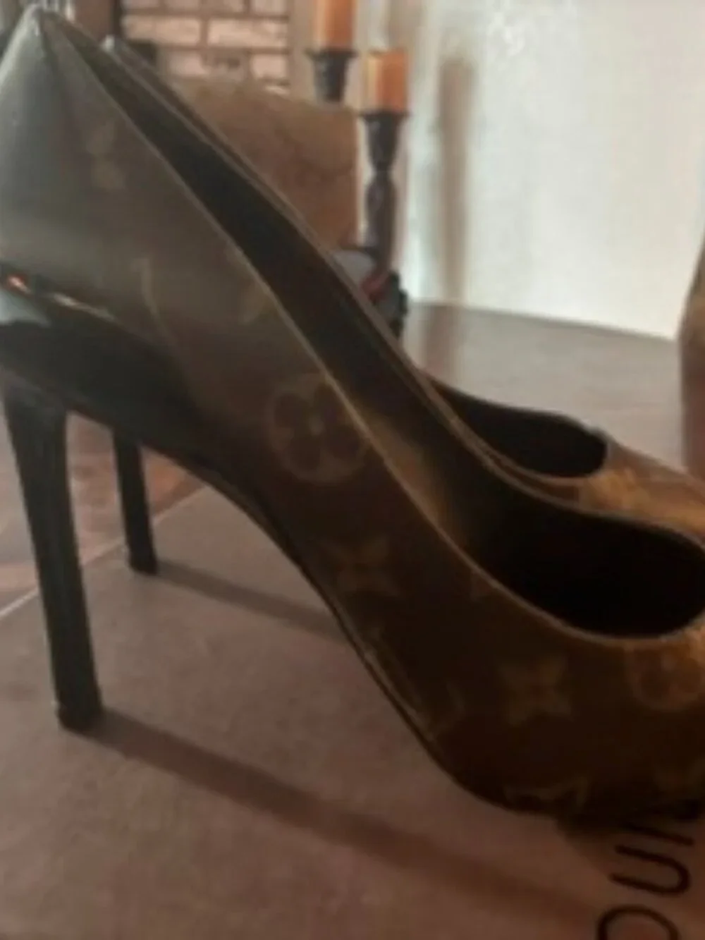 LOUIS VUITTON SHERIDAN MONOGRAM PATENT HEELS